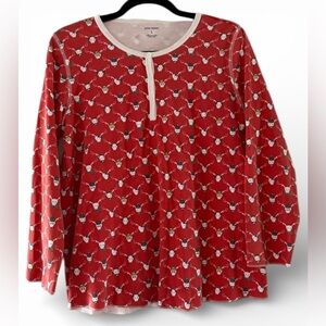 Roller Rabbit Red Reindeer Pajama Top